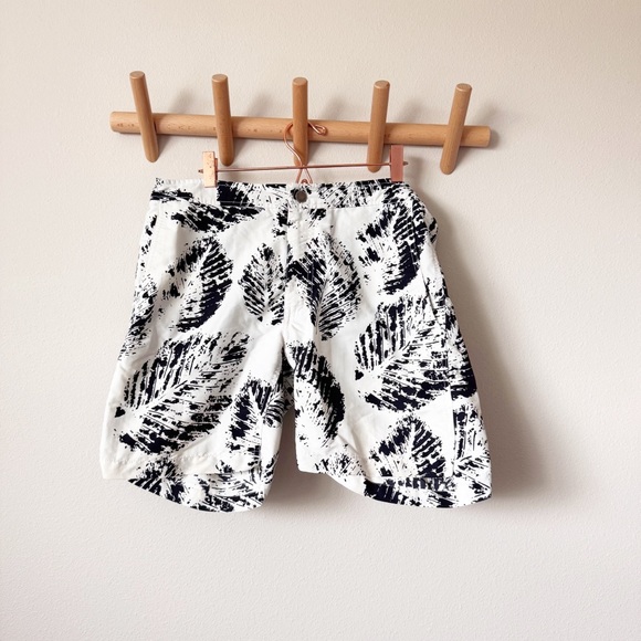 Onia black and white leaf print swim shorts
